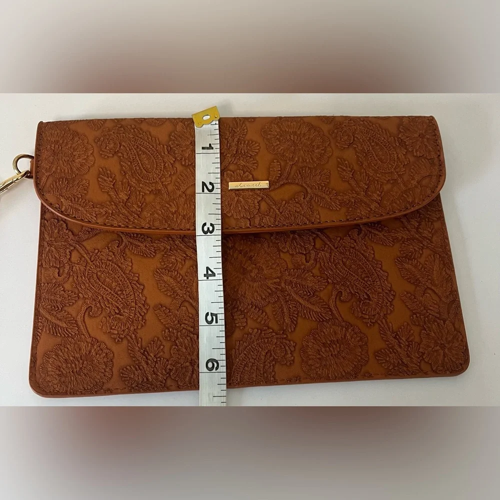 Lovevook Brown Embossed Clutch with Wristlet